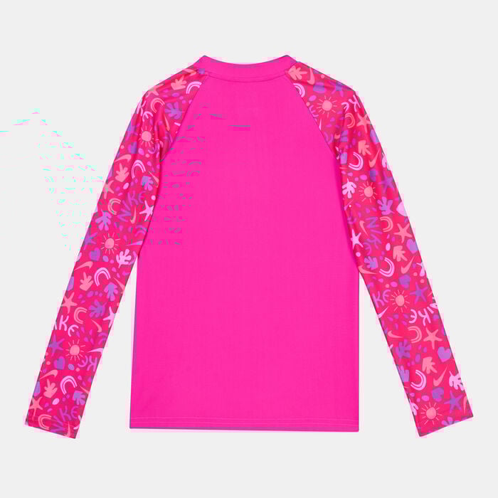 Nike Swim Kids' Long Sleeve Zip Hydroguard Pink Nike Swim Kids' Long Sleeve Zip Hydroguard Pink image number 1
