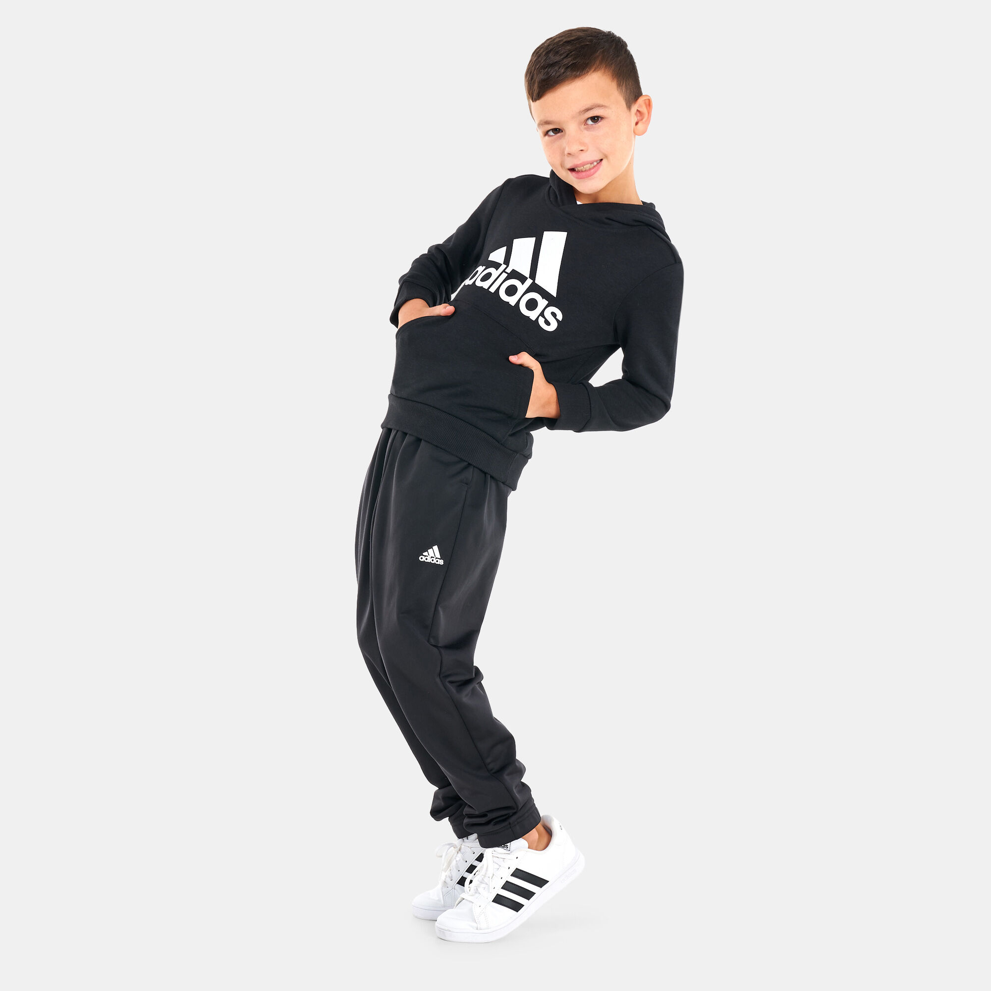 Boys black discount adidas tracksuit