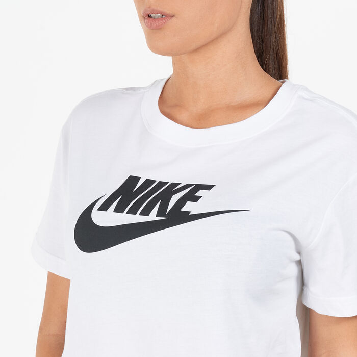 Nike Women's Sportswear Essential Cropped Logo T-Shirt White Nike Women's Sportswear Essential Cropped Logo T-Shirt White image number 3