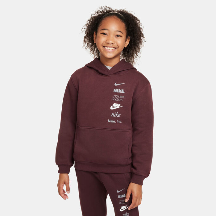 Nike Kids' Sportswear Club Fleece Hoodie Maroon Nike Kids' Sportswear Club Fleece Hoodie Maroon image number 0