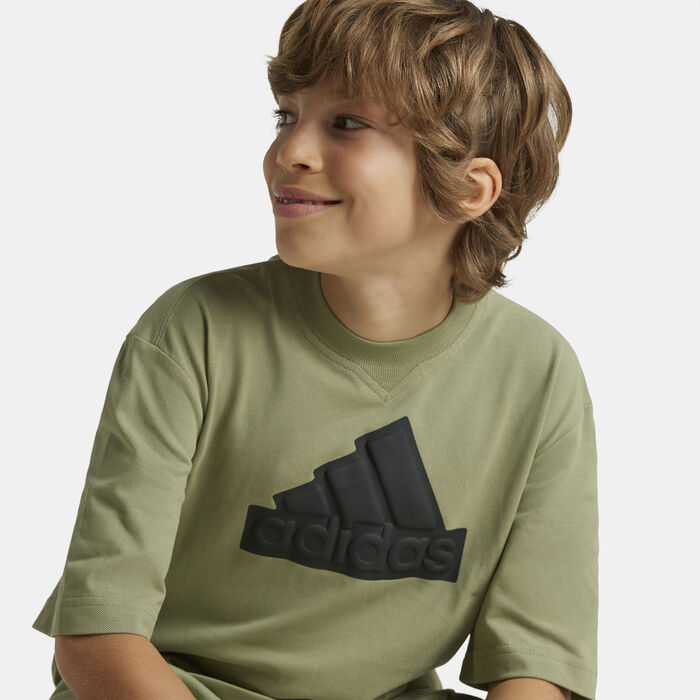 adidas Kids’ Future Icons Logo Piqué T-Shirt Grey adidas Kids’ Future Icons Logo Piqué T-Shirt Grey image number 4