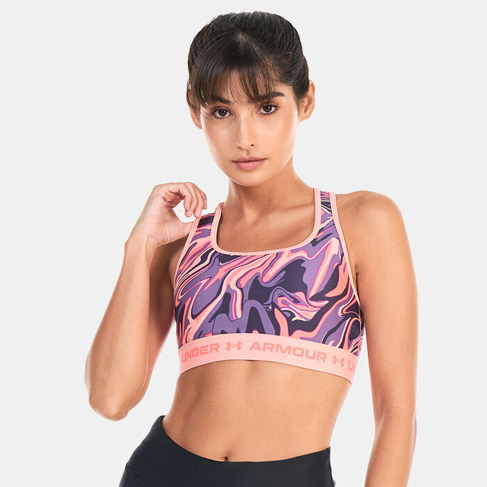 Under Armour Women's Armour Medium Support Printed Sports Bra Pink image number 0