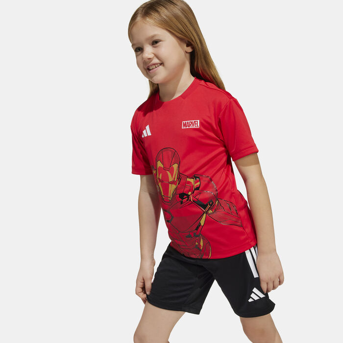 adidas Kids' Marvel Iron Man T-Shirt and Shorts Set Red image number 4