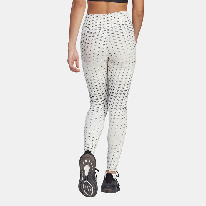 adidas Women's Train Essentials Brand Love Leggings White adidas Women's Train Essentials Brand Love Leggings White image number 1