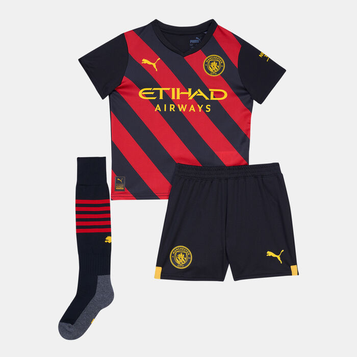 PUMA Kids' Manchester City F.C. Away Minikit Set - 2022/23 Black image number 0