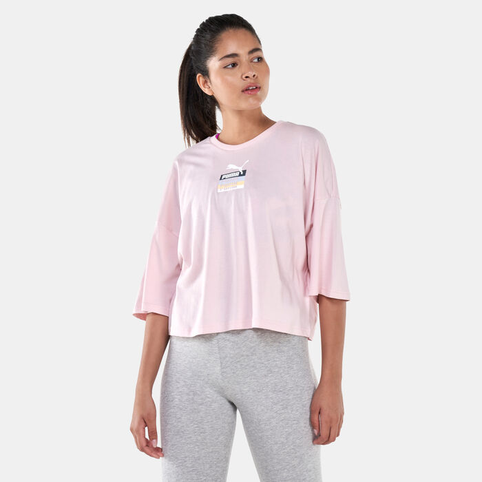 PUMA Women's Brand Love Oversized T-Shirt Pink PUMA Women's Brand Love Oversized T-Shirt Pink image number 0