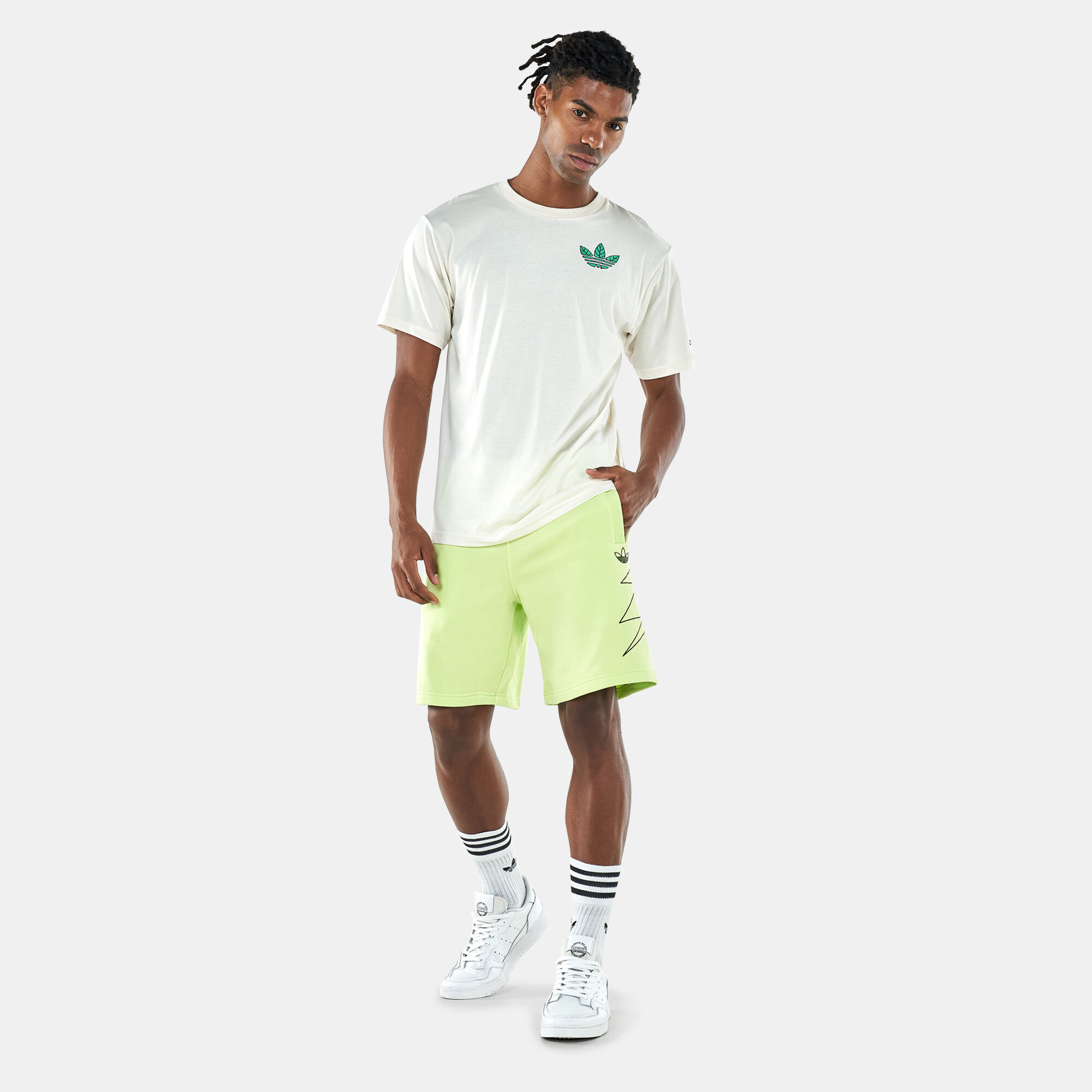 Adidas originals 3-stripe store jersey shorts in green