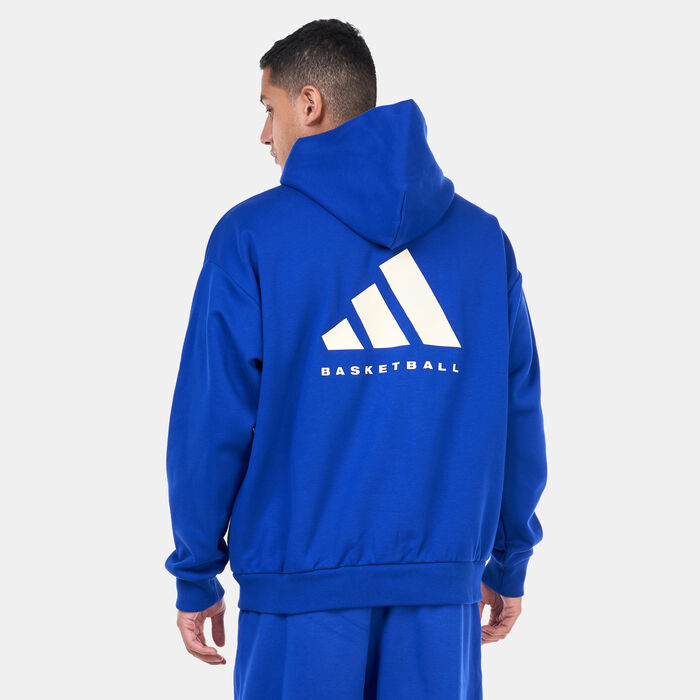 adidas Logo Basketball Fleece Hoodie Blue adidas Logo Basketball Fleece Hoodie Blue image number 2