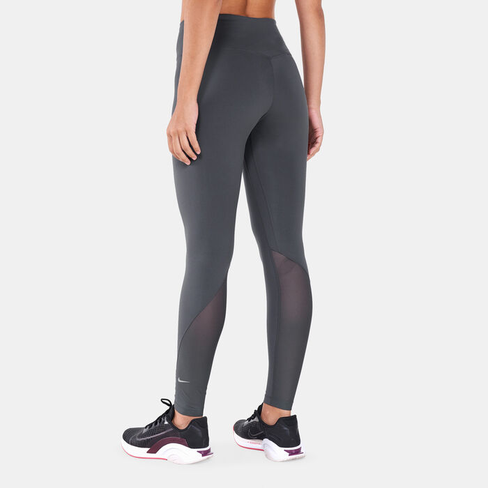 Nike Women's One Mid-Rise 7/8 Mesh-Panelled Leggings Grey Nike Women's One Mid-Rise 7/8 Mesh-Panelled Leggings Grey image number 1