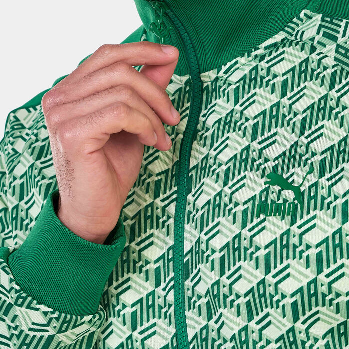 PUMA Men's T7 All Over Print Track Jacket Green PUMA Men's T7 All Over Print Track Jacket Green image number 3