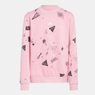 adidas Kids' Brand Love Allover Print Sweatshirt Pink