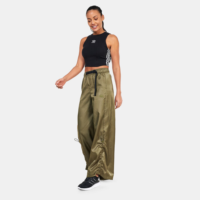 adidas Originals Women's Wide-Leg Satin Pants Green image number 2
