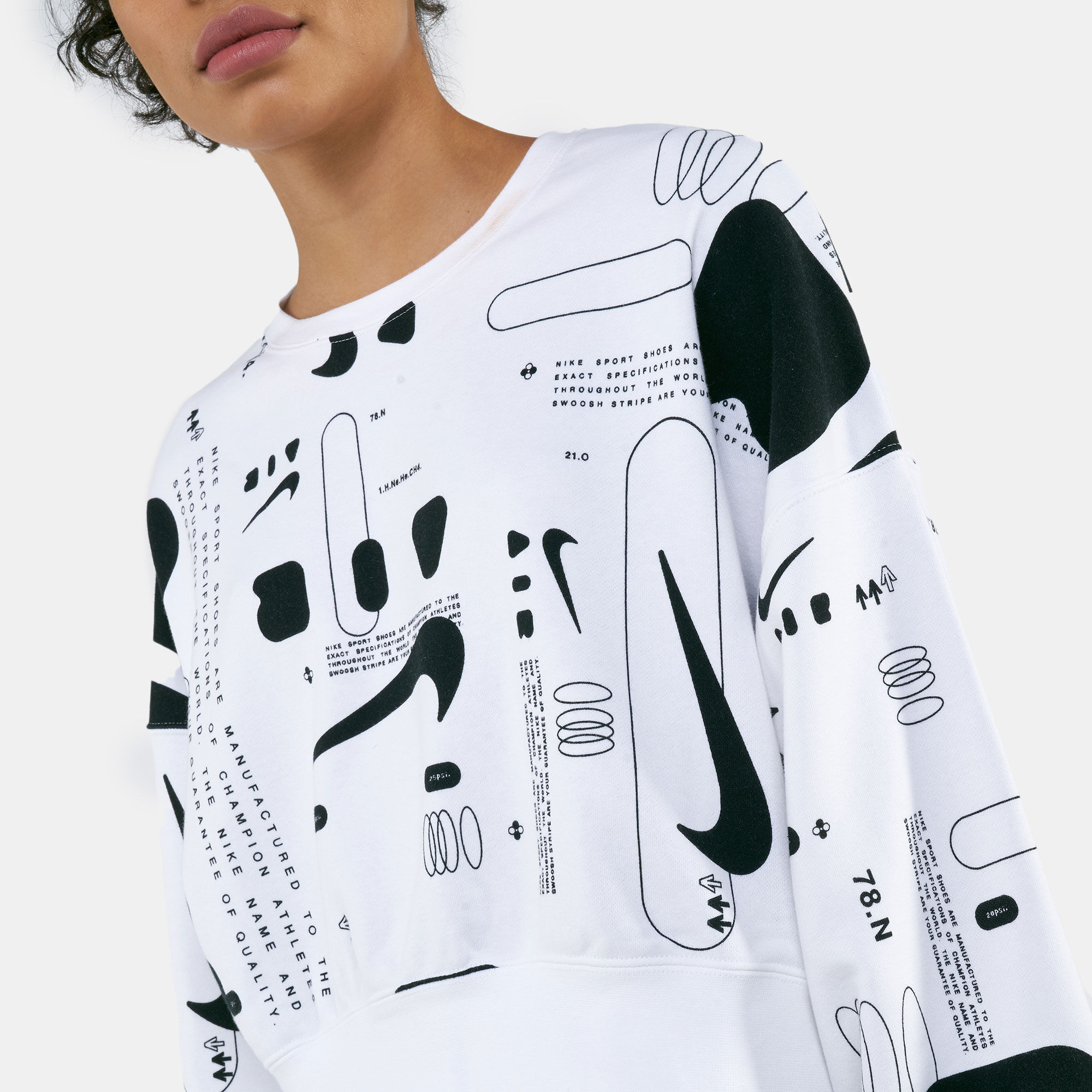 Women s Air Printed Fleece Crew Sweatshirt White Nike in KSA SSS