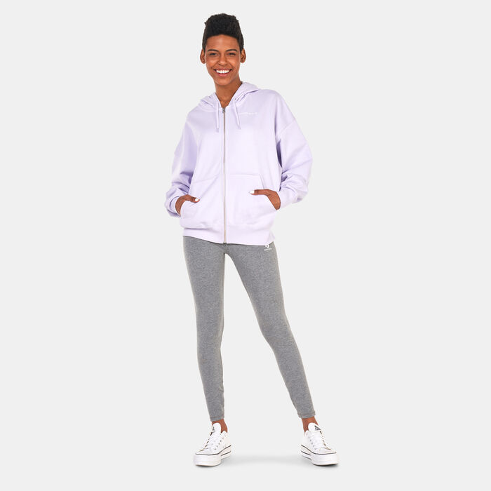 Converse Women's Oversized Full-Zip Hoodie White Converse Women's Oversized Full-Zip Hoodie White image number 2