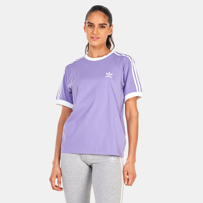 adidas Originals Women's Adicolour Classics 3-Stripes T-Shirt Purple adidas Originals Women's Adicolour Classics 3-Stripes T-Shirt Purple image number 0