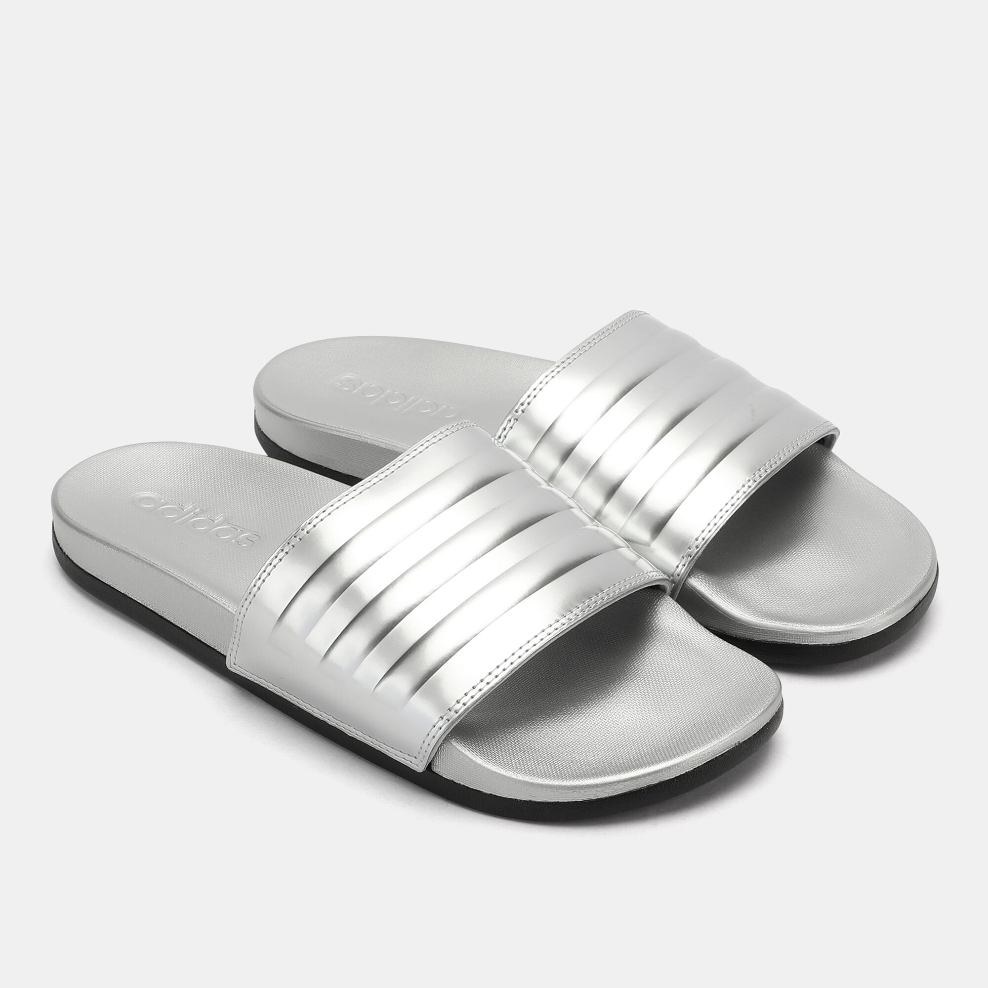 Adidas adilette comfort clearance slides silver