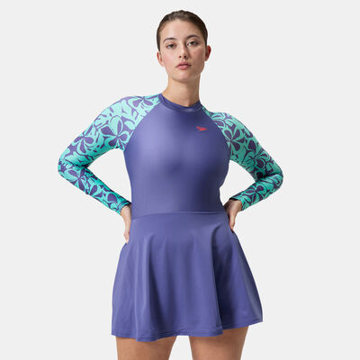 Speedo Women's Long Sleeve Swimming Dress Purple Speedo Women's Long Sleeve Swimming Dress Purple