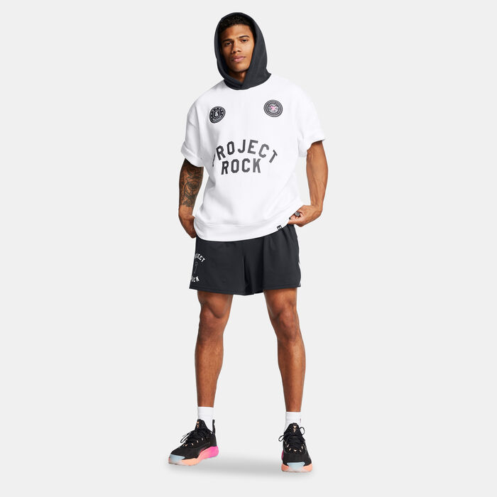 Under Armour Men's Project Rock Icon Badge of Honor Hoodie White Under Armour Men's Project Rock Icon Badge of Honor Hoodie White image number 2