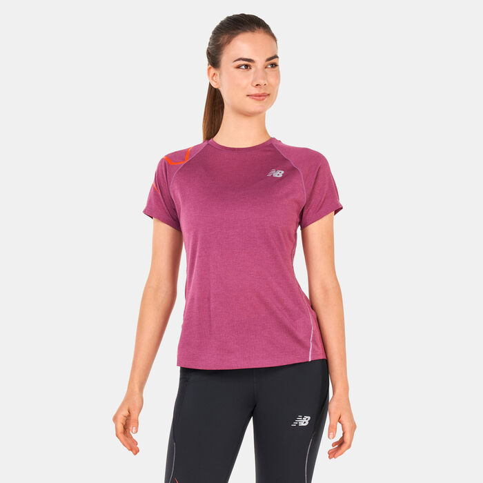 New Balance Women's Printed Impact Run T-Shirt White New Balance Women's Printed Impact Run T-Shirt White image number 0