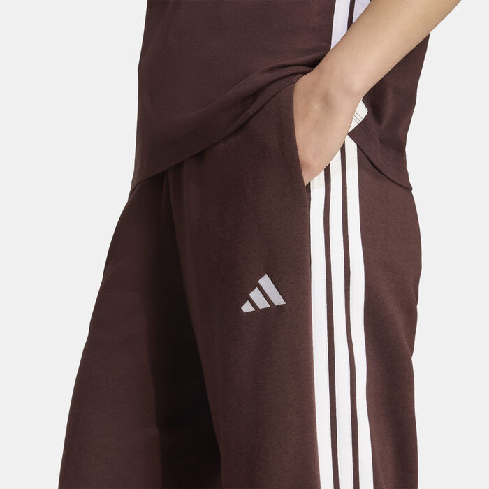 adidas Women's Essentials 3-Stripes Open-Hem Fleece Joggers Brown image number 3