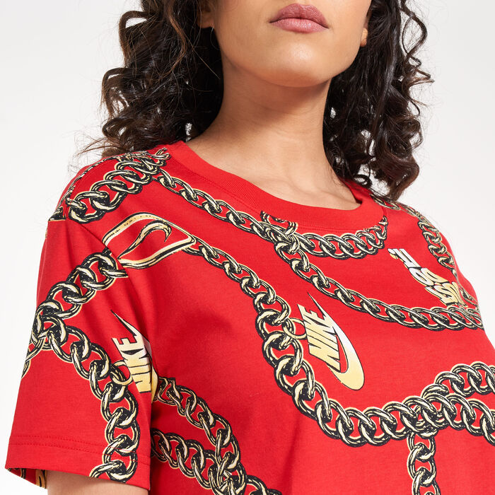 Nike Women's Sportswear Glam Dunk Crop Top Red Nike Women's Sportswear Glam Dunk Crop Top Red image number 3