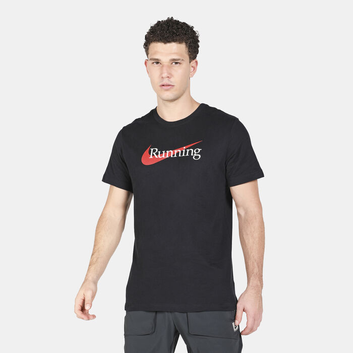 Nike Men's Dri-FIT Running T-Shirt Black Nike Men's Dri-FIT Running T-Shirt Black image number 1