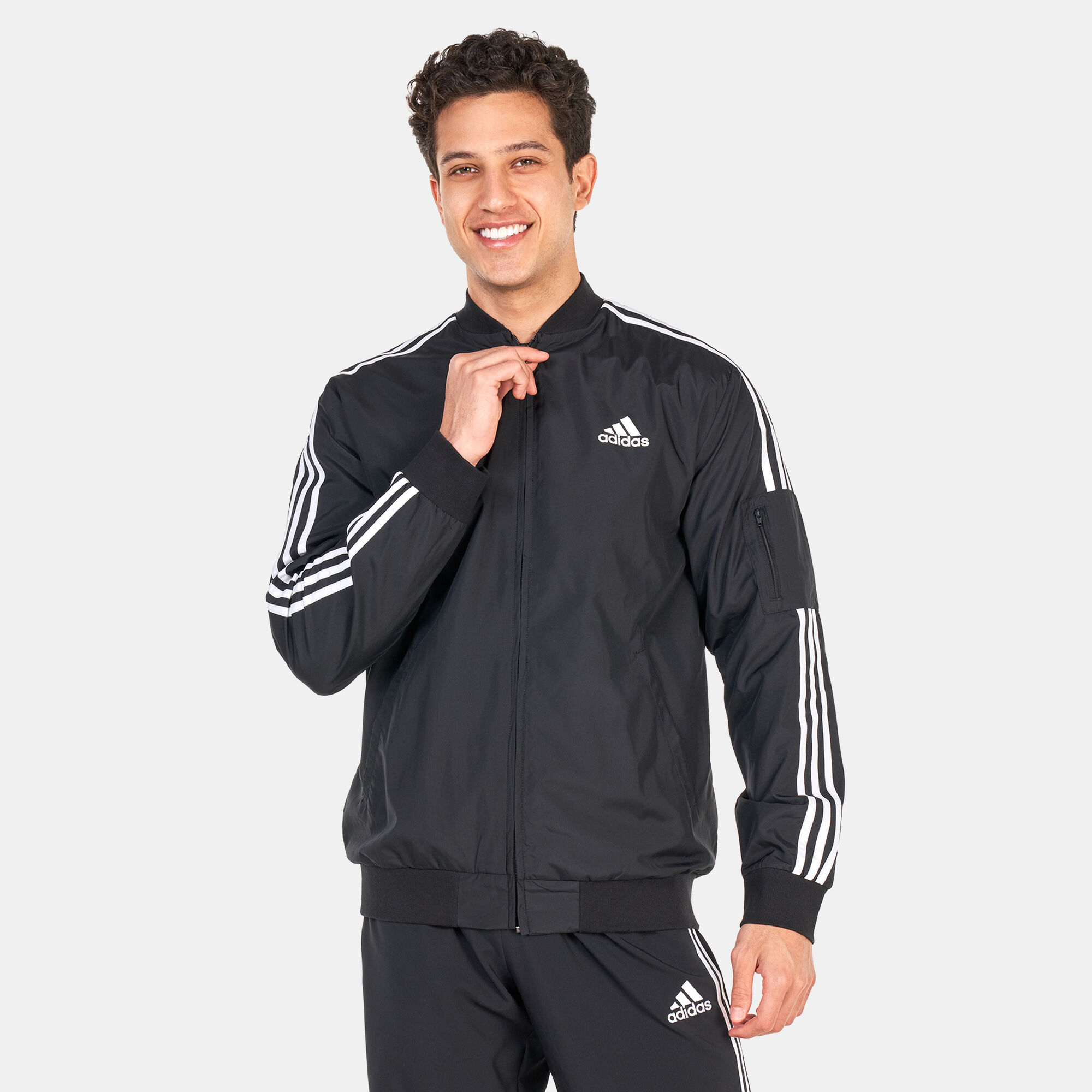 Men s Essentials Woven 3 Stripes Jacket Black adidas in KSA SSS