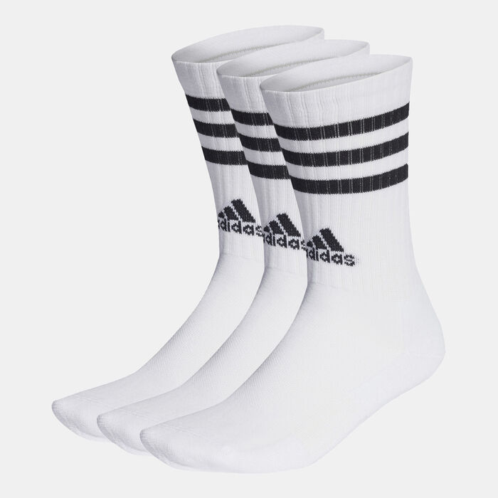 adidas Men's 3-Stripes Cushioned Crew Socks (3 Pack) White image number 0