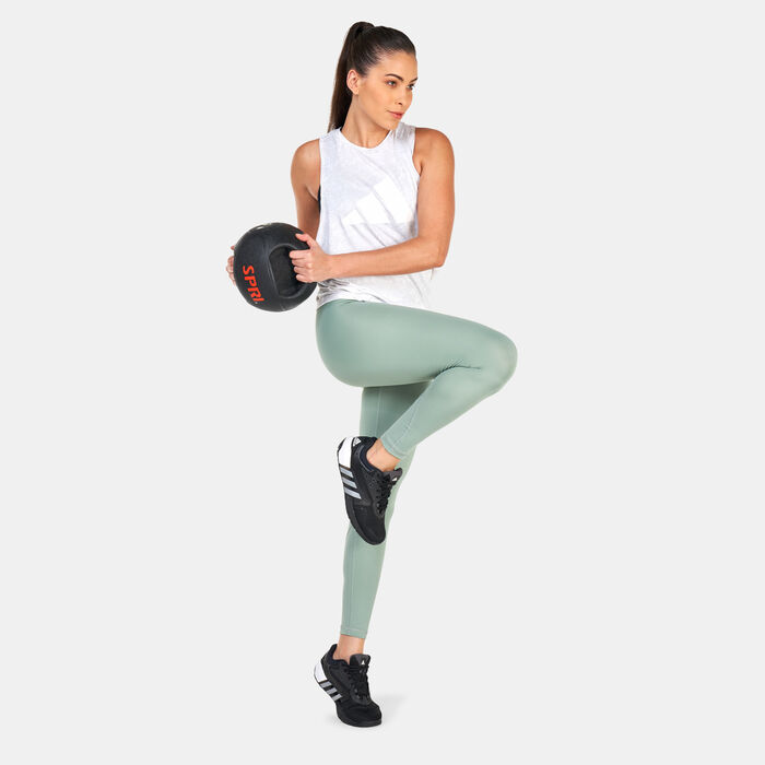adidas Women's Solid 7/8 Leggings Green adidas Women's Solid 7/8 Leggings Green image number 2