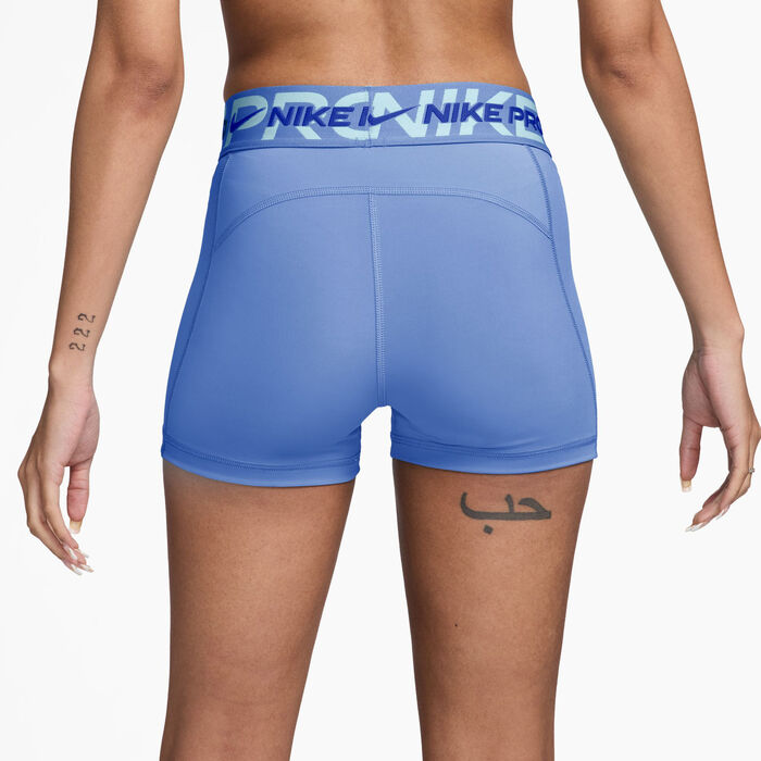 Nike Women's Pro Mid-Rise Graphic Biker Shorts Blue Nike Women's Pro Mid-Rise Graphic Biker Shorts Blue image number 1