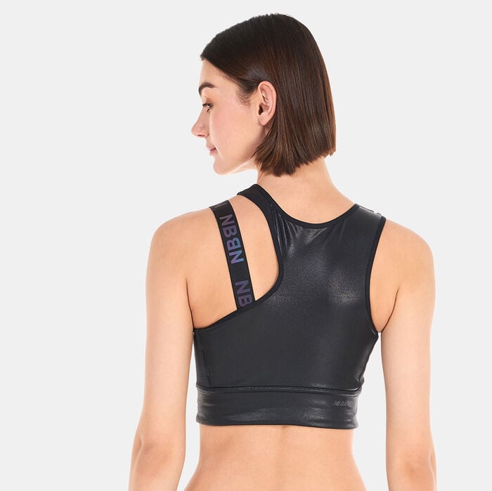 New Balance Women's Q Speed Shape Shield Crop Sports Bra Black New Balance Women's Q Speed Shape Shield Crop Sports Bra Black image number 1