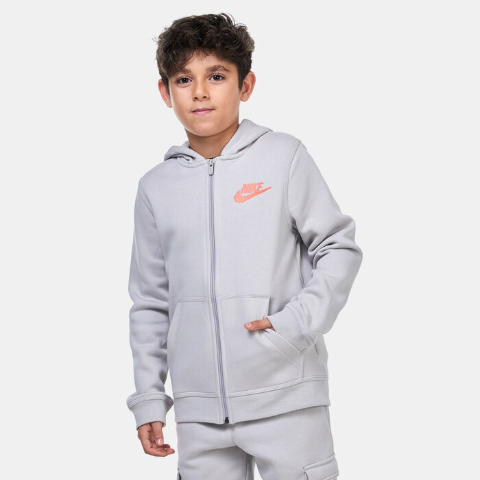 Nike Kids' Sportswear Fleece Full-Zip Graphic Hoodie Grey image number 0