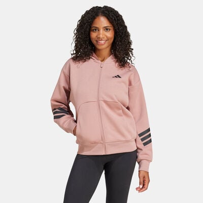 adidas Women's Future Icons 3-Stripes Full-Zip Hoodie Brown adidas Women's Future Icons 3-Stripes Full-Zip Hoodie Brown