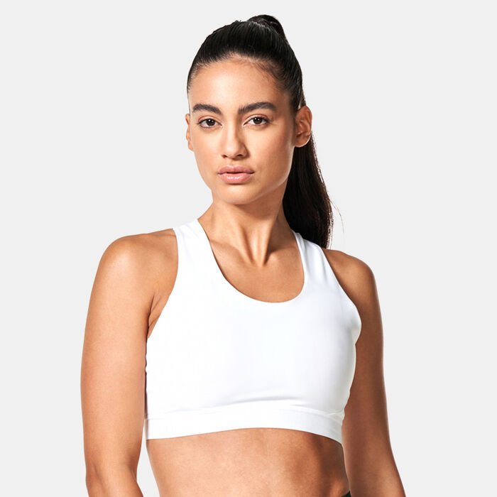New Balance Women's Sleek Medium-Support Sports Bra White New Balance Women's Sleek Medium-Support Sports Bra White image number 0