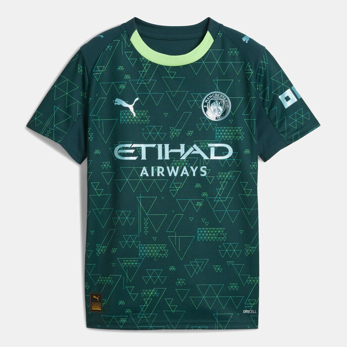 PUMA Kids' Manchester City 25/26 4th Replica Football Jersey Green image number 0