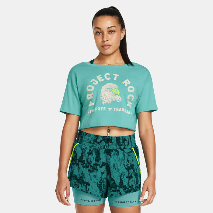 Under Armour Women's Project Rock Graphic Crop Top Green Under Armour Women's Project Rock Graphic Crop Top Green image number 0