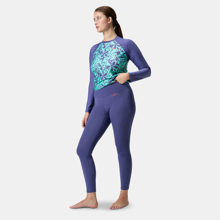 Speedo Women's Logo Swimming Leggings Purple Speedo Women's Logo Swimming Leggings Purple image number 2