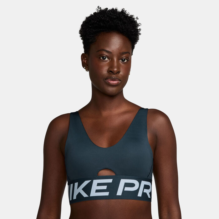 Nike Women's Pro Indy Plunge Medium-Support Sports Bra Blue Nike Women's Pro Indy Plunge Medium-Support Sports Bra Blue image number 0
