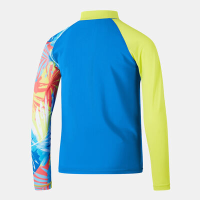 Speedo Kids' Printed Long Sleeve Swimming Rashguard Blue