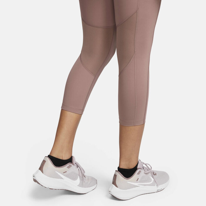 Nike Women's Fast Mid-Rise Crop Running Leggings Pink Nike Women's Fast Mid-Rise Crop Running Leggings Pink image number 4