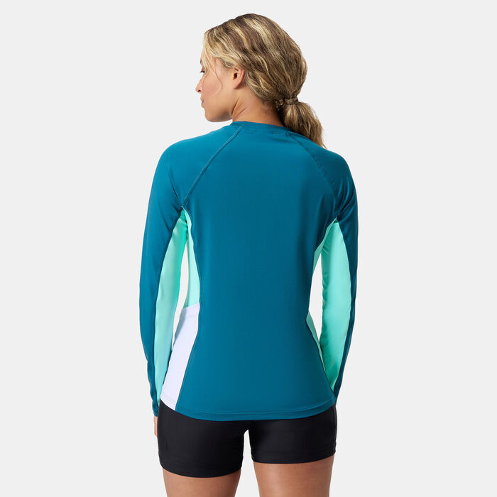 Speedo Women's Long Sleeve Swimming Top Blue Speedo Women's Long Sleeve Swimming Top Blue image number 1