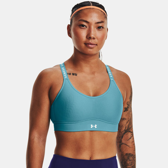 Under Armour Women's Infinity Mid Covered Medium-Support Training Sports Bra Blue Under Armour Women's Infinity Mid Covered Medium-Support Training Sports Bra Blue image number 0