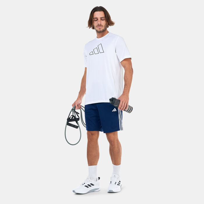 adidas Men's Train Essentials Pique 3-Stripes Training Shorts Blue adidas Men's Train Essentials Pique 3-Stripes Training Shorts Blue image number 2