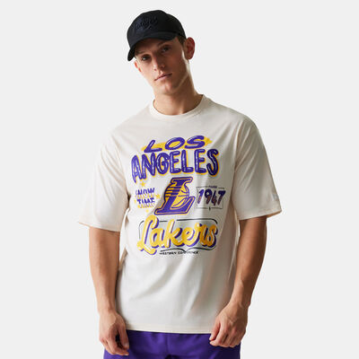New Era Men's NBA Los Angeles Lakers Graphic T-Shirt Beige