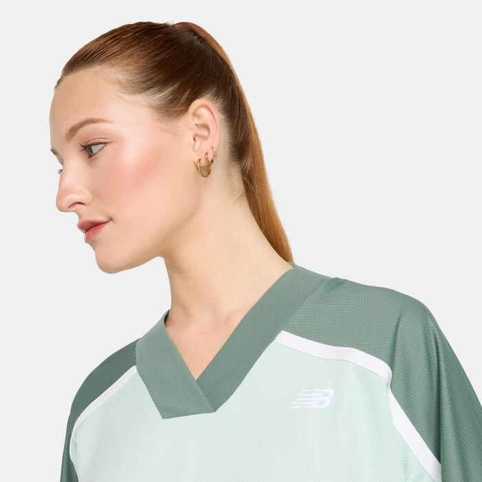 New Balance Women's Jersey Mesh T-Shirt Green New Balance Women's Jersey Mesh T-Shirt Green image number 3