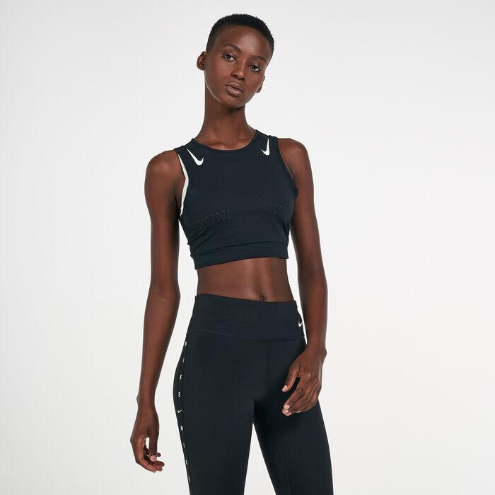 Nike Women's AeroSwift Crop Top Black Nike Women's AeroSwift Crop Top Black image number 0
