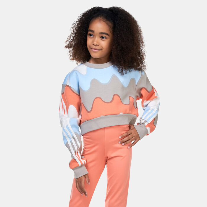 adidas Kids' Marimekko Allover Print Sweatshirt Grey adidas Kids' Marimekko Allover Print Sweatshirt Grey image number 1