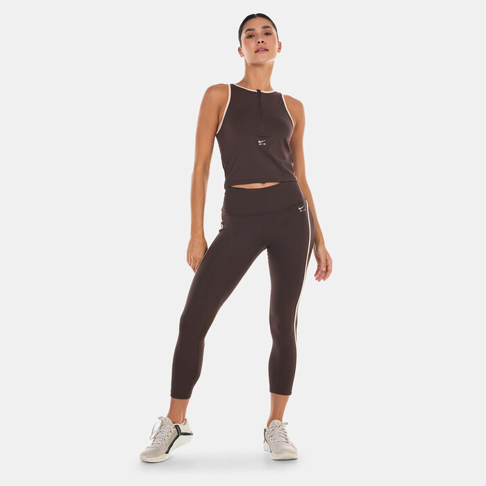 Nike Women's Air Dri-FIT 1/2-Zip Running Tank Top Brown Nike Women's Air Dri-FIT 1/2-Zip Running Tank Top Brown image number 2