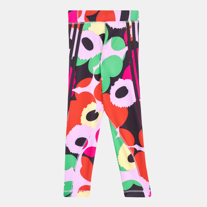 adidas Kids' x Marimekko Believe This AEROREADY Training Floral-Print Leggings Pink image number 1