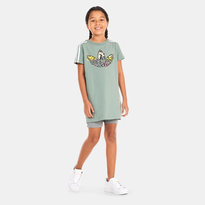 adidas Originals Kids' Animal Print T-Shirt Dress Green